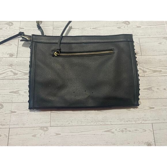 Jessica Simpson Black Chevron Studded Faux Leather Clutch Purse (No Strap) - Picture 6 of 6